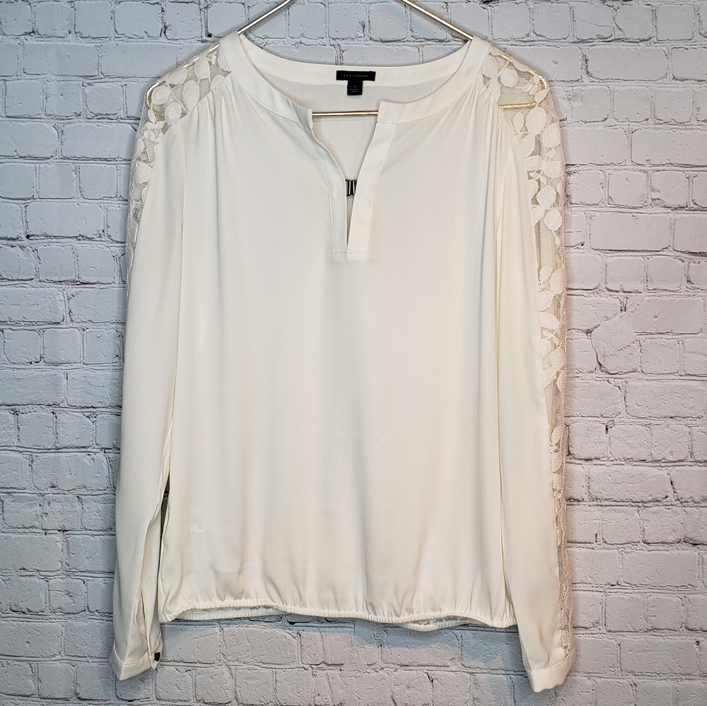Ann Taylor Long Sleeve Lace Blouse S